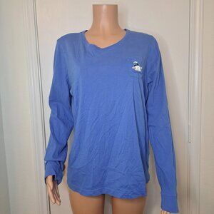 Vineyard Vines Sz XL Long Sleeve Blue T Shirt 2016 Happy Holidays Christmas